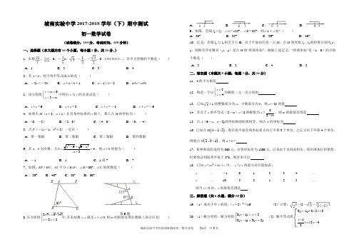 海安城南实验中学2017-2018七年级数学第一学期考试试卷