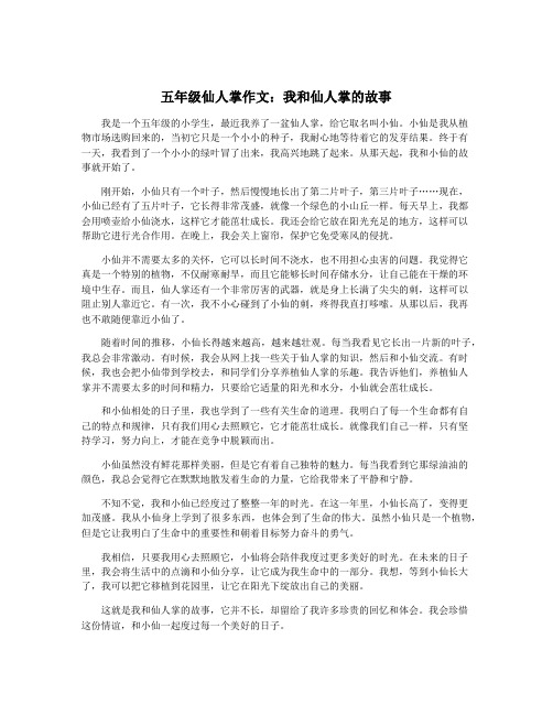 五年级仙人掌作文：我和仙人掌的故事