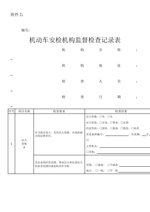 机动车安检机构监督检查记录表汇总