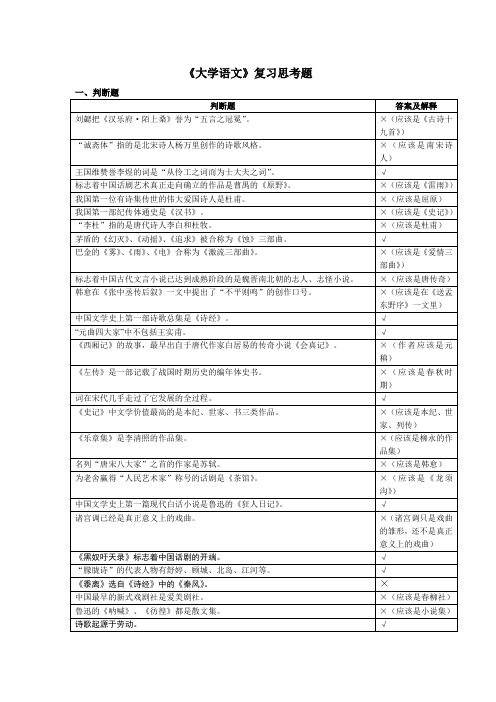 大学语文复习思考题
