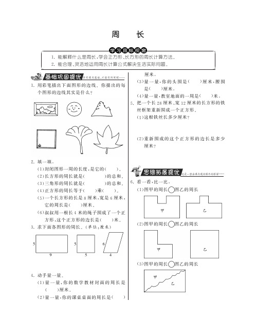 三年级上册数学试题-周长丨人教新课标含答案