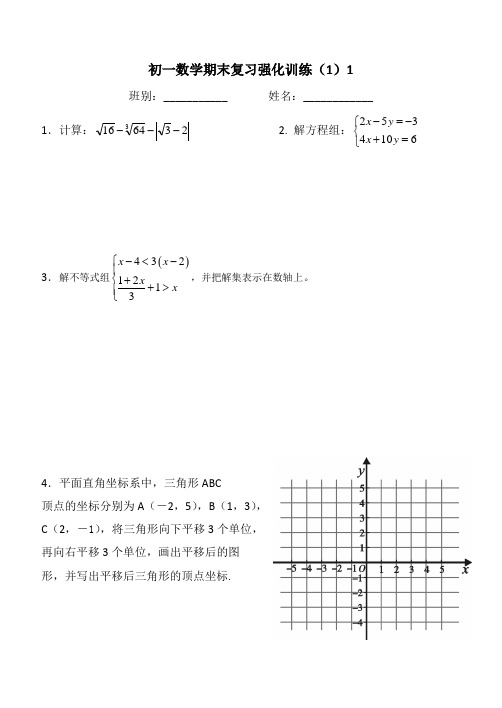 人教版七年级上初一数学期末复习基础题强化训练(9份)