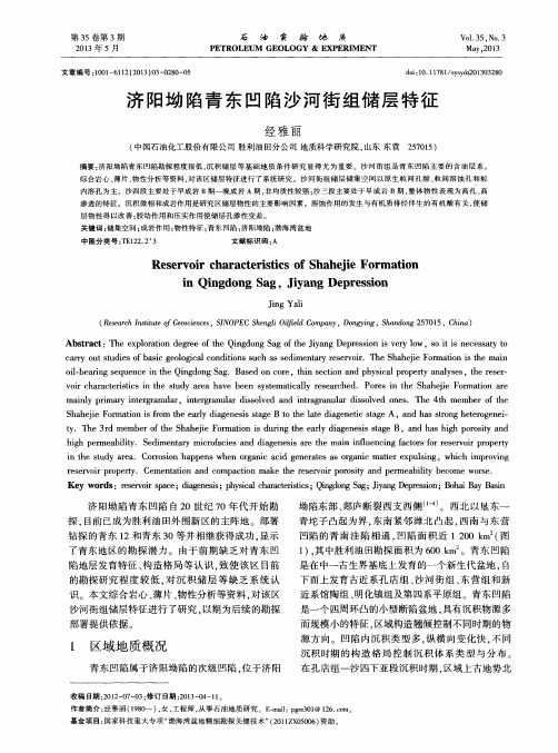 济阳坳陷青东凹陷沙河街组储层特征