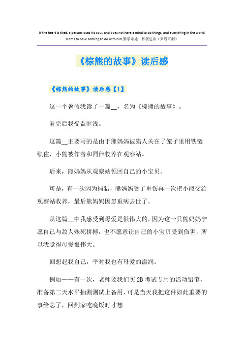 《棕熊的故事》读后感