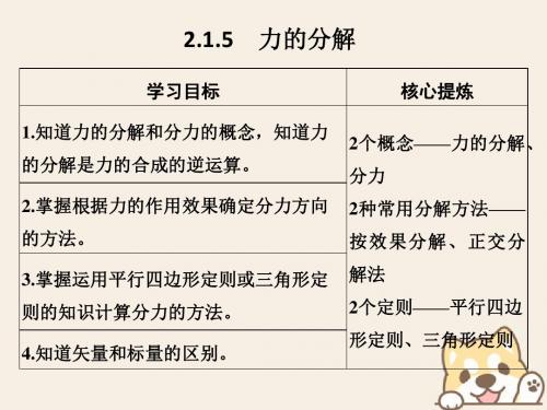 (通用版)2018_2019版高考物理总复习主题二相互作用与运动定律2.1.5力的分解课件新人教版