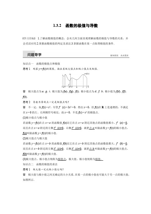 2019-2020学年人教A版选修2-2   1.3.2  函数的极值与导数 学案 (2)