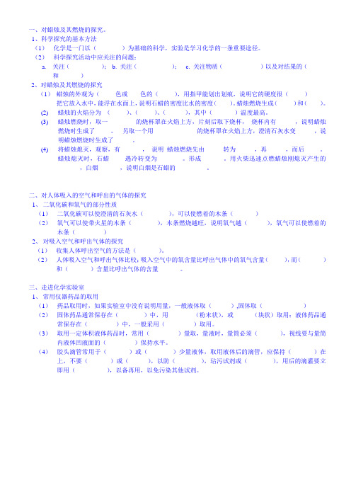 (完整版)初中九年级化学第一章知识点