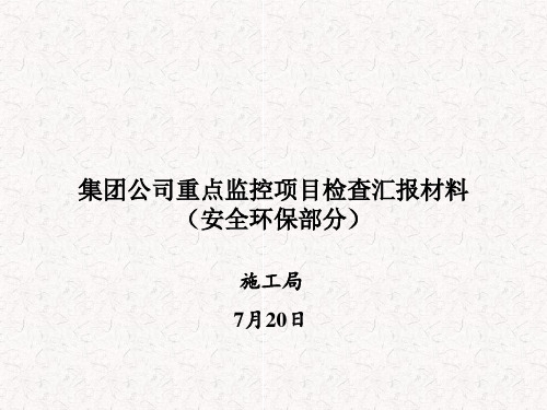 某集团公司重点监控项目检查汇报材料ppt