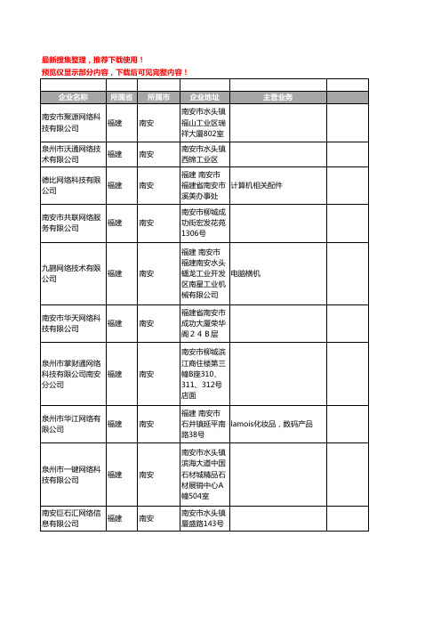 新版福建省南安网络工商企业公司商家名录名单联系方式大全13家