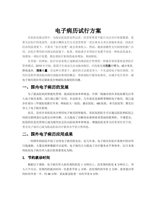 电子病历方案计划书(2)