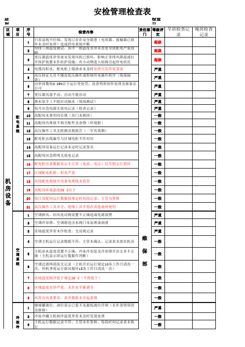 安检表格