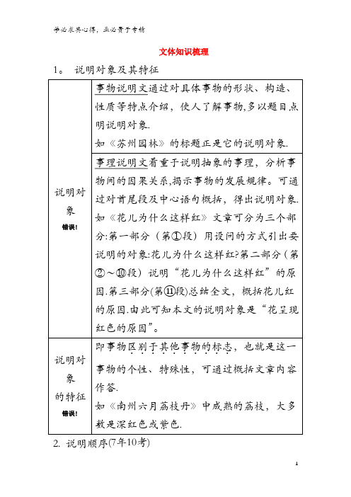 2018中考语文面对面  说明文阅读文体知识梳理素材
