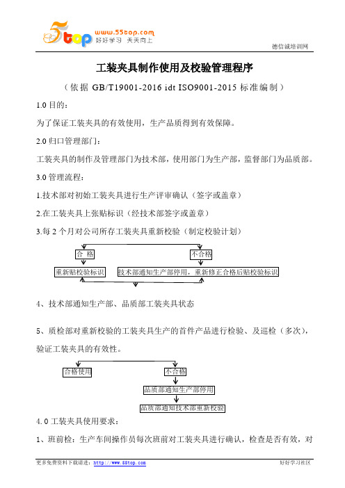 工装夹具制作使用及校验程序(含记录)
