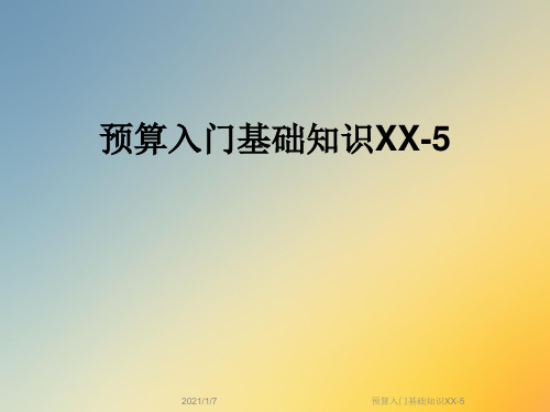 预算入门基础知识XX-5