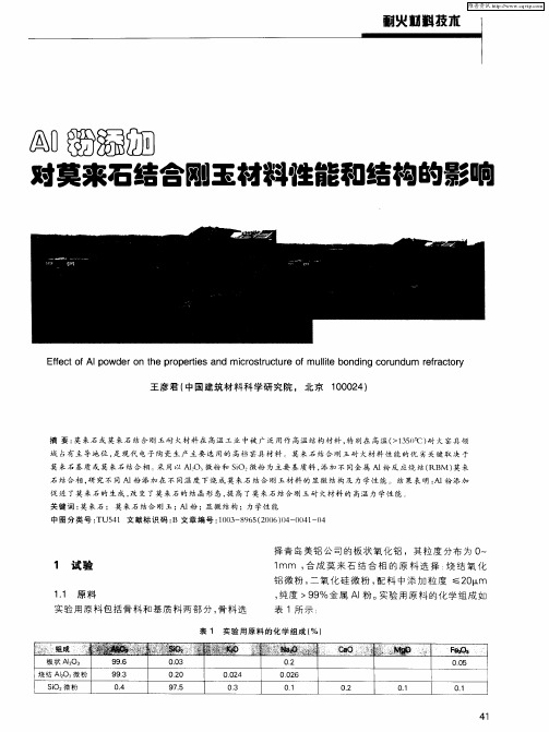 Al粉添加对莫来石结合刚玉材料性能和结构的影响