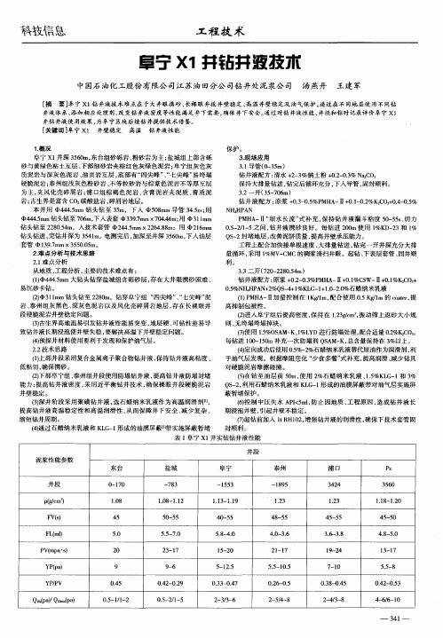 阜宁X1井钻井液技术