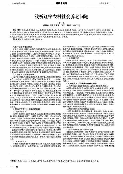 浅析辽宁农村社会养老问题