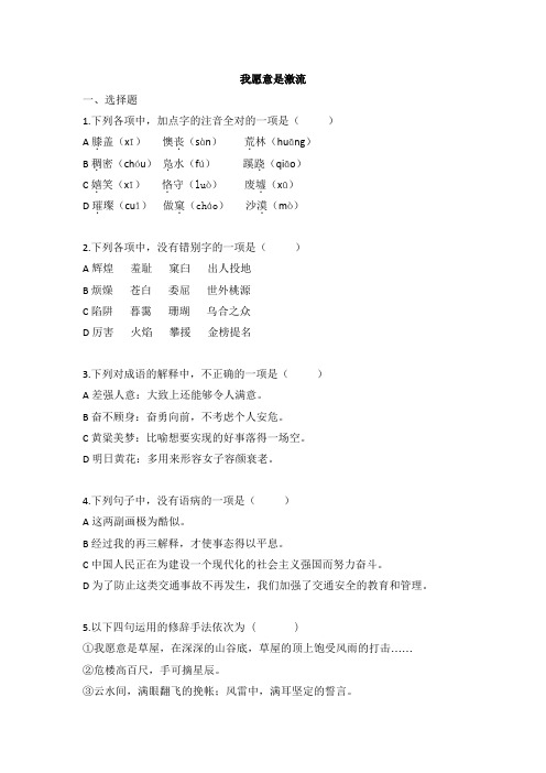 《我愿意是激流》试题及答案
