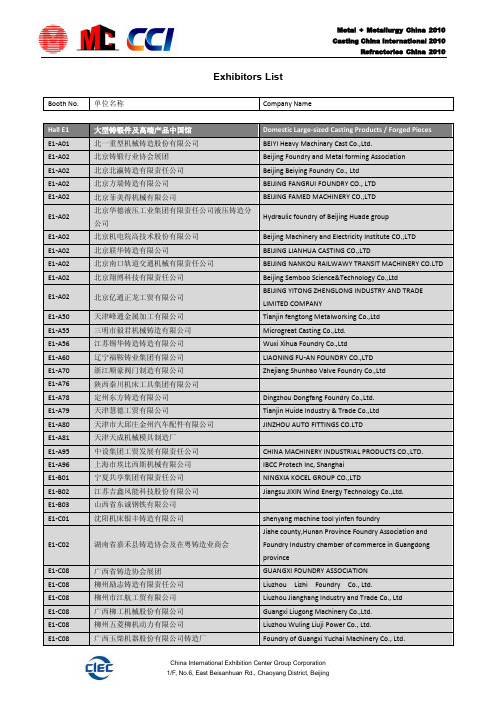 MCC展会名单