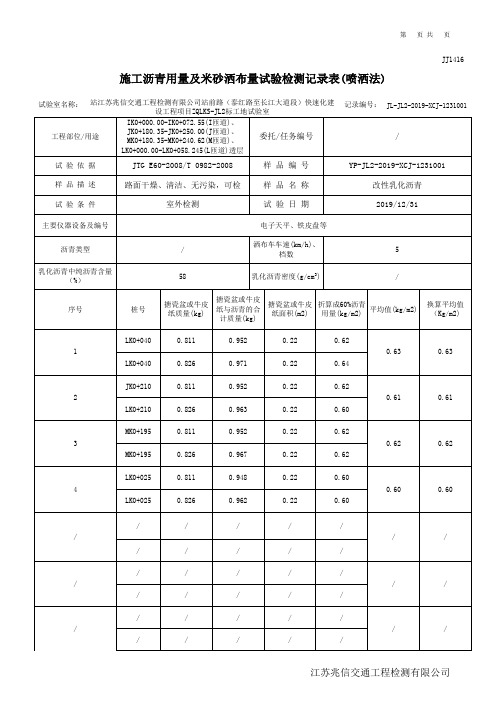 透层沥青洒布量2019.12.31