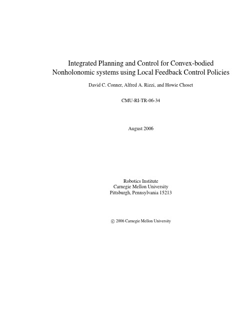 Integrated planning and control for convex-bodied nonholonomic systems using local feedback