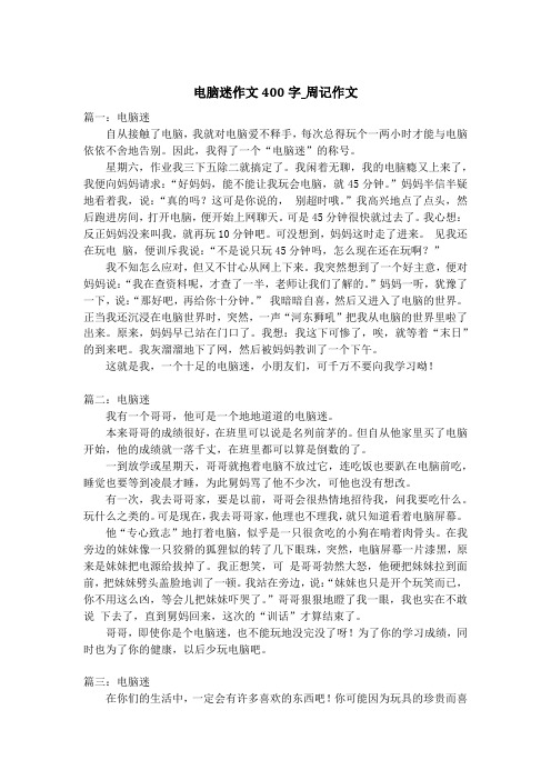 电脑迷作文400字_周记作文