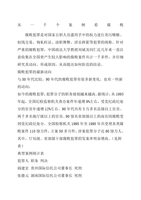 从一千个案例看腐败