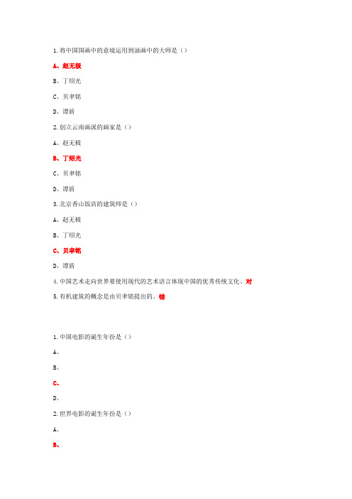 艺术导论尔雅网络课习题及答案