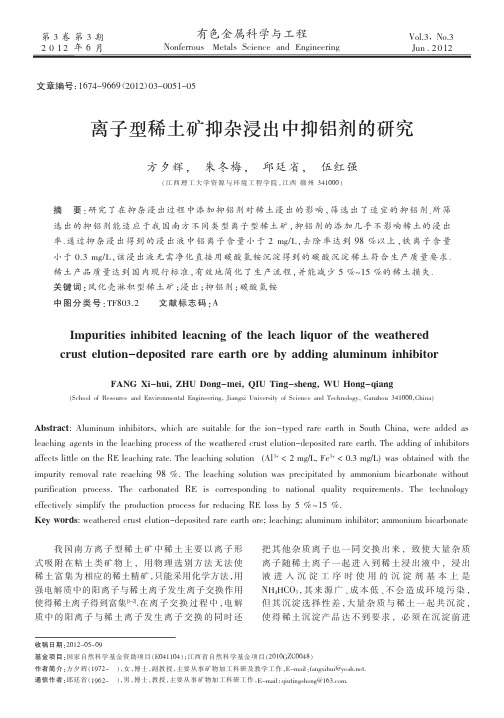 离子型稀土矿抑杂浸出中抑铝剂的研究