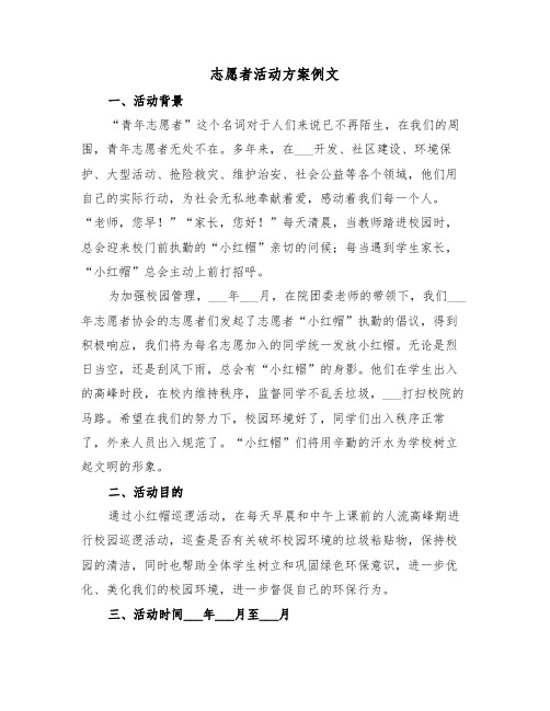 志愿者活动方案例文（3篇）