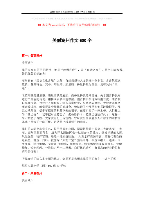 【2018最新】美丽湖州作文600字-范文word版 (2页)