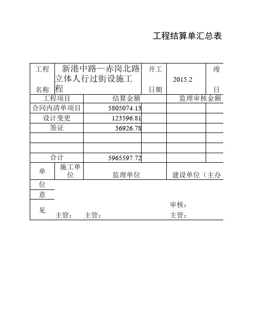 最完整的工程结算书(市政)