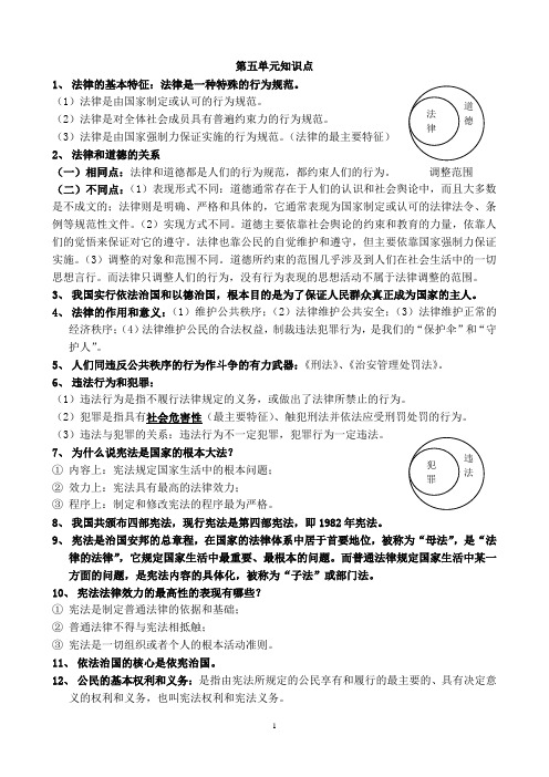 苏教版__政治_八年级下册__第五单元知识点