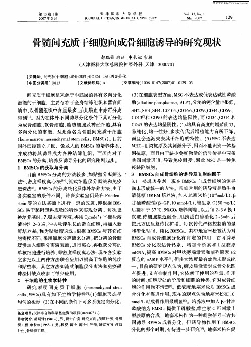 骨髓间充质干细胞向成骨细胞诱导的研究现状
