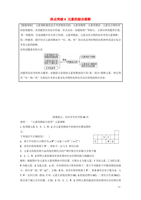 高考化学一轮复习 热点突破9 元素的综合推断练习 新人
