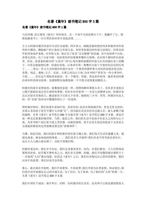 名著《童年》读书笔记800字3篇