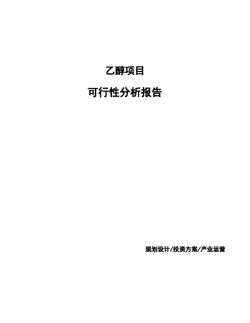 乙醇项目可行性分析报告 (1)