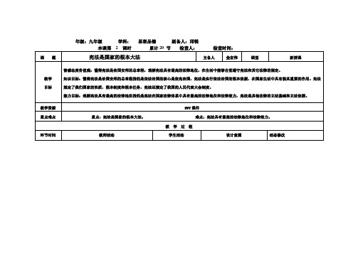 吉林省双辽市第五中学人教版九年级全册政治教案6.2 宪法是国家的根本大法