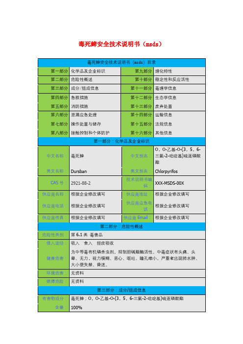 毒死蜱安全技术说明书(msds)