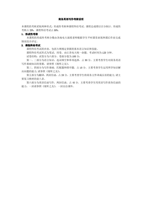 商务英语写作考核说明