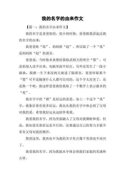 我的名字的由来作文