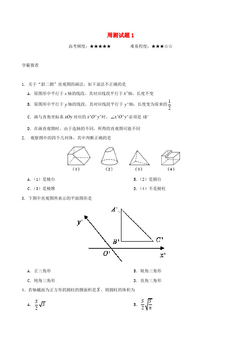 2017-2018学年高中数学 周测试题1 新人教A版