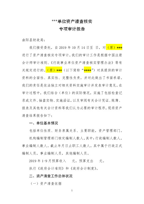 资产清查核实专项审计报告