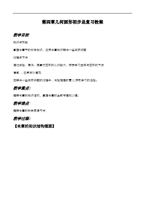 人教版七年级上册数学第四章几何图形初步总复习教案