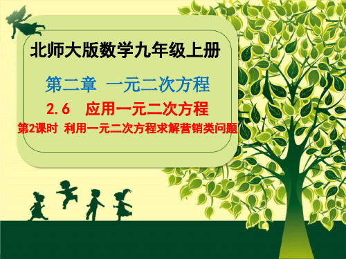 北师大版数学九年级上册第二章《2.6应用一元二次方程(第2课时利用一元二次方程求解营销类问题)》课件