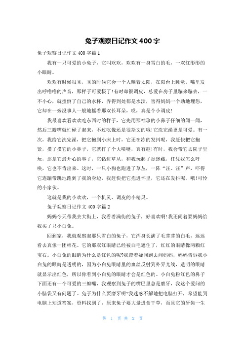 兔子观察日记作文400字