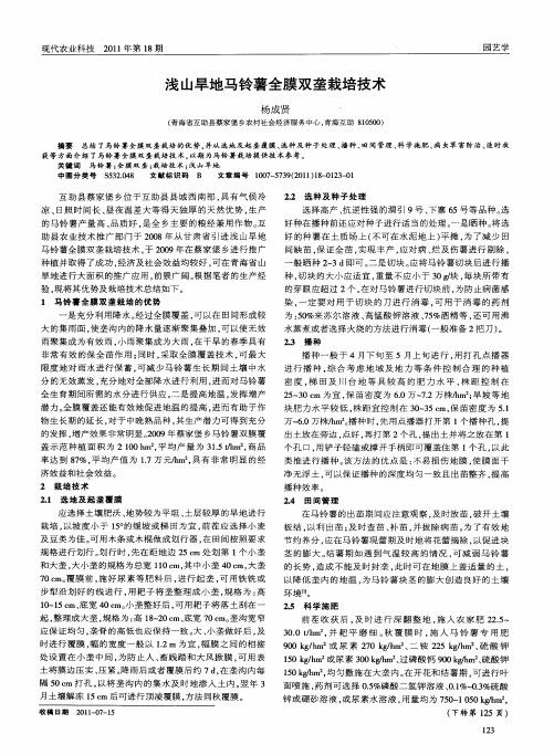 浅山旱地马铃薯全膜双垄栽培技术