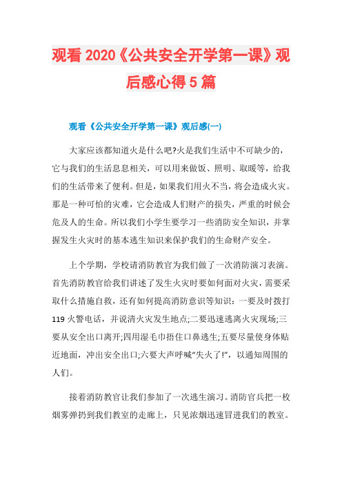 观看2020《公共安全开学第一课》观后感心得5篇