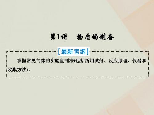 2019届高考化学一轮复习第十章化学实验热点综合第1讲物质的制备课件新人教版