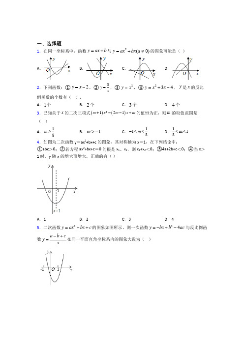 (必考题)初中数学九年级数学下册第二单元《二次函数》检测题(答案解析)(2)